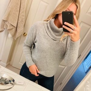 Cozy Gray Cowl Neck Sweater